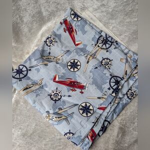 Timeless Treasures Low-wing High Wing Airplane Compass Blue Fabric